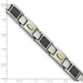 thumbnail image 5 of Stainless Steel Bracelet Men's Link, Other 8 mm 9.5 in Chisel Polished Yellow IP-plated with Black Carbon Fiber Inlay 8.5 Link, 5 of 6