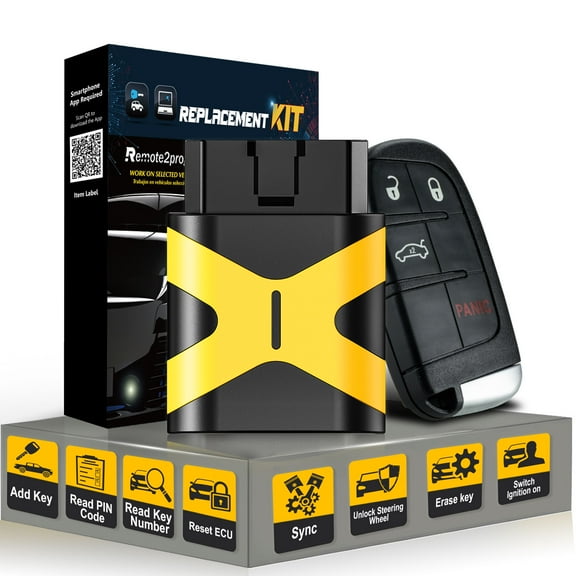 Dodge Self Programmable Car Key Smart Keyless Entry Remote and DIY Programmer Tool  Replacement for Dodge Dart/Challenger/Chry-sler 300 with FCC: M3N-40821302