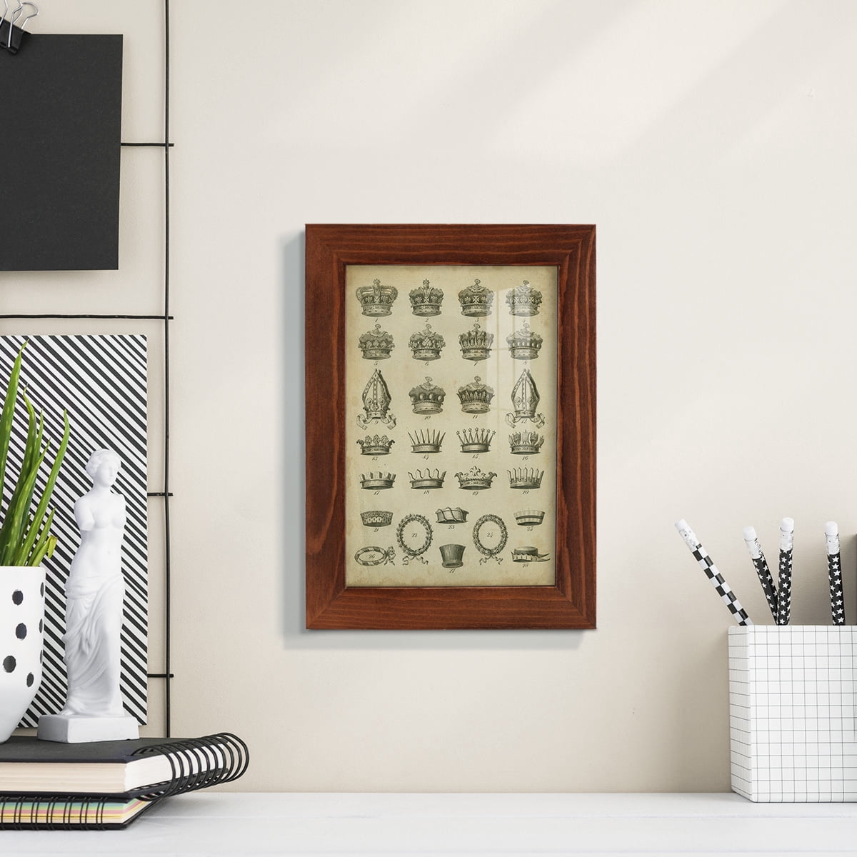 Heraldic Crowns & Coronets IV -Framed Print w/glass-Chestnut