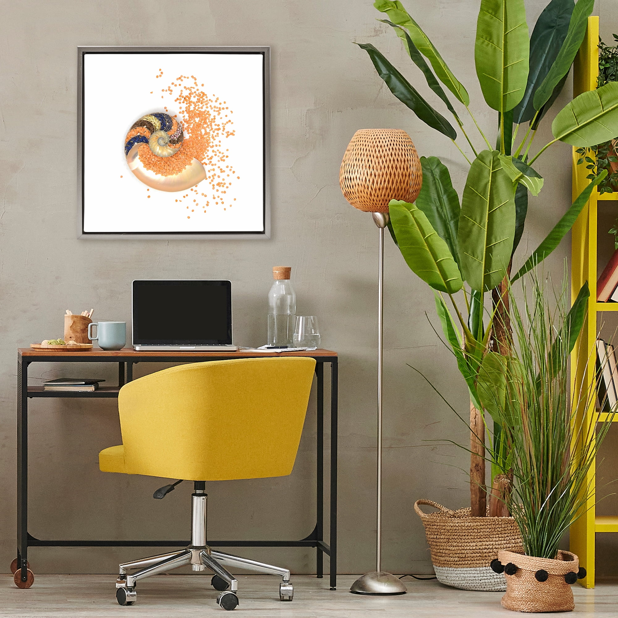 Stupell Industries Orange Nautilus Spiral Gray Framed Floater Canvas Wall Art, design by Beth Adoette