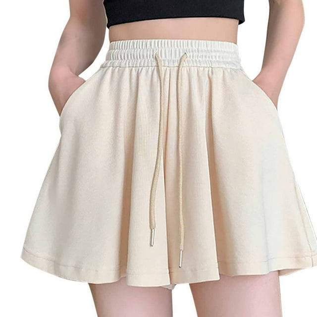 StSilkitty Summer Flowy Ruffle Skorts for Women High Waist Drawstring Elastic Athletic Short Tennis Golf Sweat Short