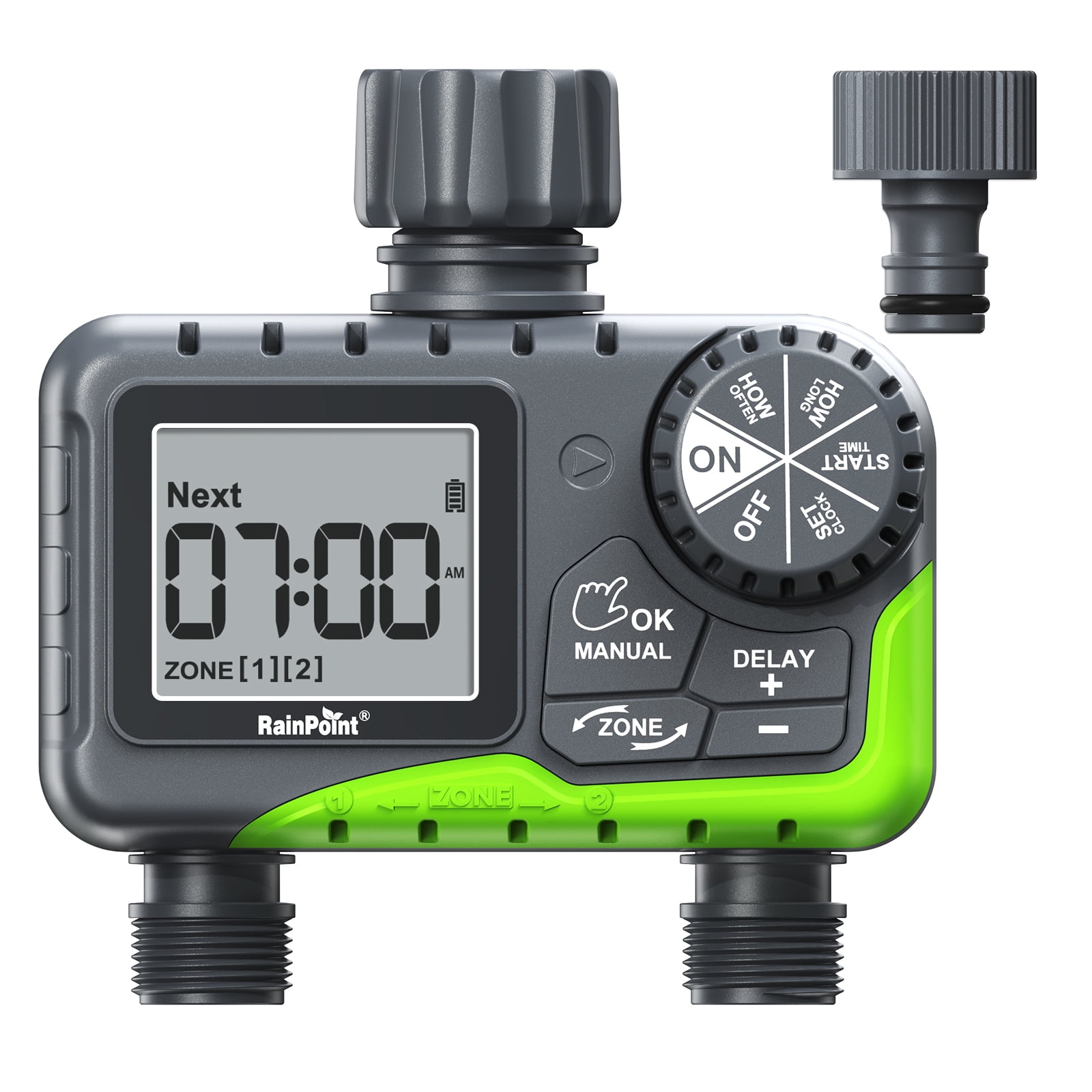RainPoint Programmable Sprinkler Timer 2-Zone, Automatic Irrigation System Controller, Hose Water Timer for Outdoor Garden Yard Lawn, ITV205