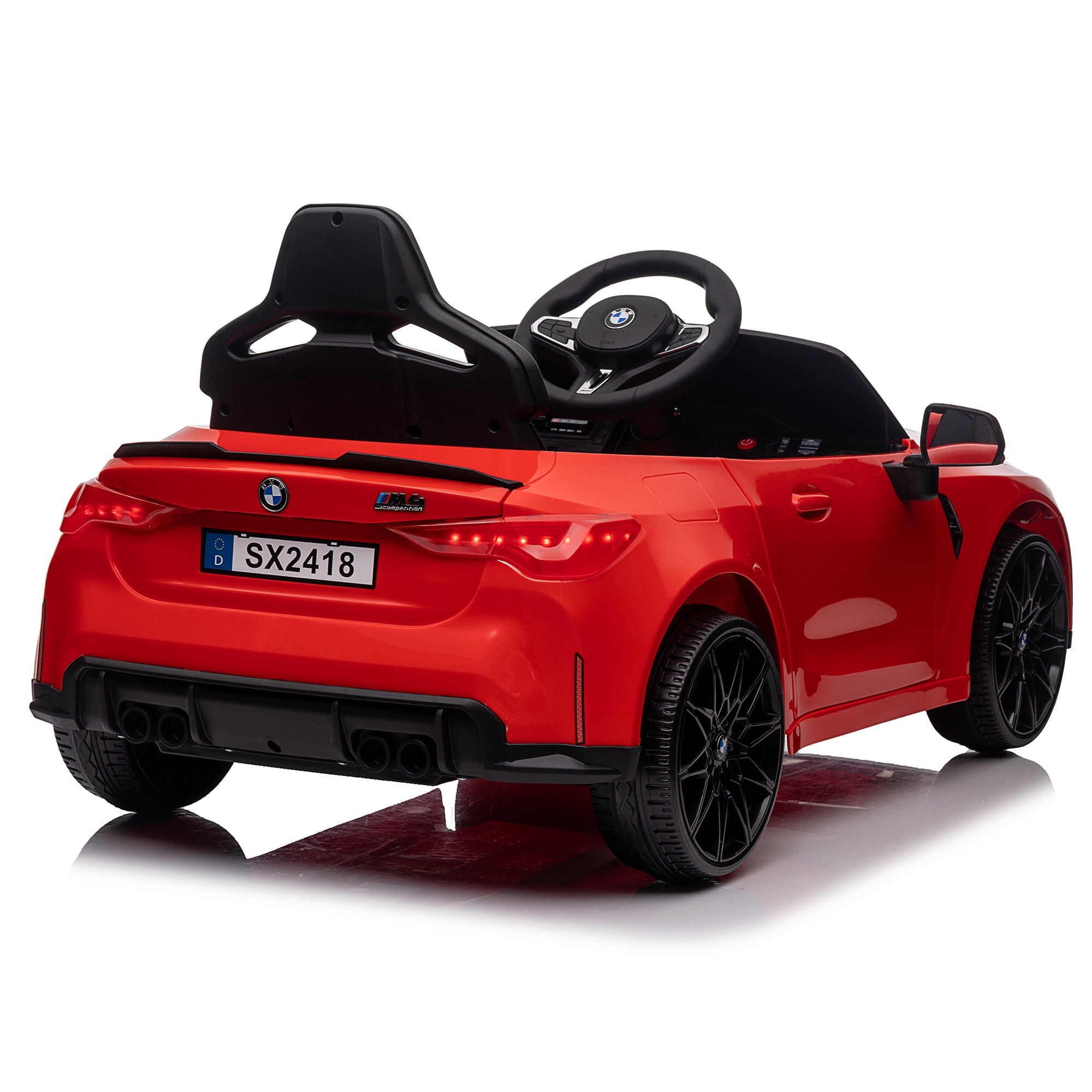 Bmw M4 12v Kids Electric Car with Parent Remote, Battery Powered Cars for Kids, Three Speed Adjustable,Power Display, Usb,Mp3 ,Bluetooth,Led Light,Story, Ride On Car for Boy and Girl Ages 3-8, Red