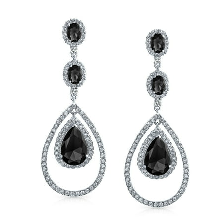 Large Black Cz Fashion Big Teardrop Chandelier Statement Earrings For Women Prom Pageant Silver Plated Canada - Black Chandelier Earrings Fashion Large Black Cz Fashion Big Teardrop Chandelier Statement Earrings For Women Prom Pageant Silver Plated Canada - Black Chandelier Earrings Fashion
