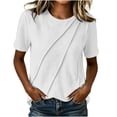 thumbnail image 3 of ClodeEU Women's Crew Neck Short Sleeve Ruched T-Shirt,Casual Fitted Solid Basic Top White,Women's Plus XXL, 3 of 7