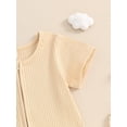 thumbnail image 6 of FEORJGP Infant Baby Boys Girls One-piece Jumpsuits 0 3M 6M 12M Toddler Short Sleeve Rompers Round Neck Bodysuits Full Zip Ribbed Playsuits Kids Newborn Casual Simply Comfy Summer Clothes for Daily, 6 of 6