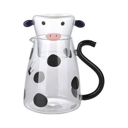 

Water Cup Glass Cute 550ml/1800ml Creative Design Sturdy And Durable Transparent Lovely Cow Shape Kettle