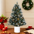 thumbnail image 5 of 3 Ft Prelit Christmas Tree, Snow Flocked Tabletop Christmas Tree with 40 Warm White Lights & Pot, Xmas Decorations for Small Spaces, Apartments, Dorms, 5 of 7