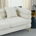 thumbnail image 4 of Modern White 60" Loveseat Sofa Teddy Fabric Sectional Sofa,Comfort Fabric Sectional Sofa-Deep Seating Sectional Sofa with 2 Pillows,Solid Wood Frame Gold Metal Legs, 4 of 8