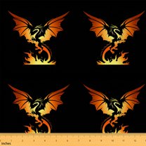 jejeloiu Western Fantasy Animal Fabric by the Yard 2 Yards,Wild Dragon Room Decor Fabric by the Yard,Gold Black Fabric for Sewing For Teens,Breathable Home Decor