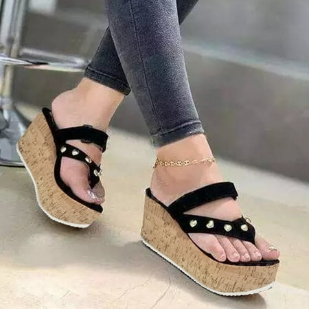 

YTJX Fashion Women s Casual Shoes Breathable Wedge Heel Outdoor Leisure Slippers