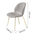 thumbnail image 2 of Leejay Light Gray Velvet Side Dining Chairs with Gold Legs for Kitchen ,Set of 2, 2 of 5