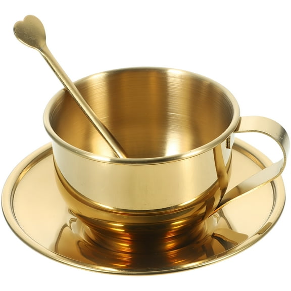ACDANC Vintage Stainless Steel Espresso Cup Set with Spoon - Golden