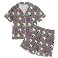 thumbnail image 2 of Tfken Boys Halloween Pajamas Outfit Set Skeleton Graphic Short Sleeve Shirts Elastic Waist Shorts Set Homewear Cute Sleepwear Loungewear Festival Children Trendy Pjs Clothes Size 8-9 Years, 2 of 4