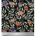 thumbnail image 1 of Soimoi Black Cotton Duck Fabric Flying Bird & Floral Printed Craft Fabric by The Yard 56 Inch Wide, 1 of 1