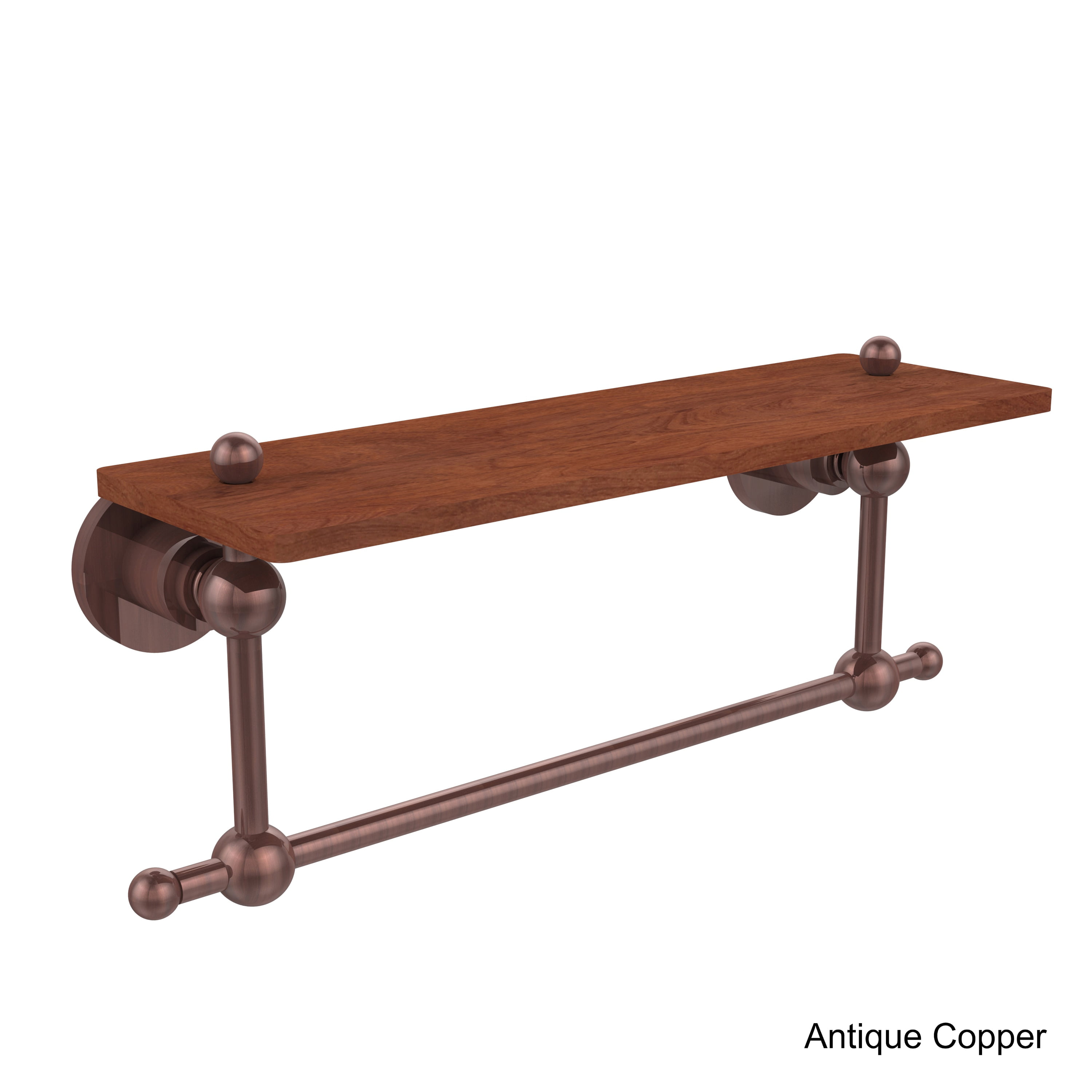 Allied Brass AP-1-16-IRW-PEW Astor Place Collection 16 Inch Solid IPE Ironwood Shelf Antique Pewter 