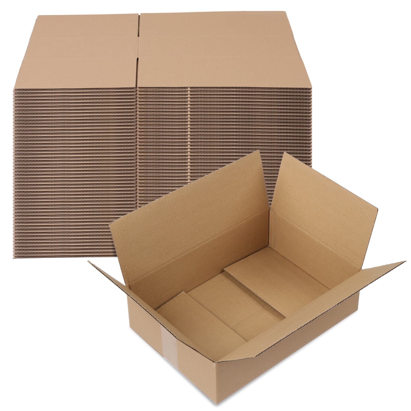 50Pcs Thick 3mm Corrugated Cardboard Box in Kraft Paper Color, 14 "x 10" x 4 "(35.6cm x 25.4cm x 10.2cm)