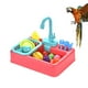 thumbnail image 5 of Pájaros bañera bañera automática grifo agua fluyendo tazón pájaros ducha caja loro peonía herramienta de limpieza de aves con juguetes coloridos (color rojo, accesorios aleatorios, sin batería), 5 of 7
