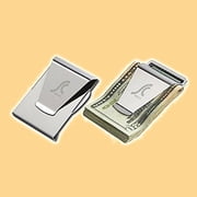 Slim Clip - Double-Sided Money Clip Wallet for Cash Credit Cards Unisex Stainless Steel - Silver