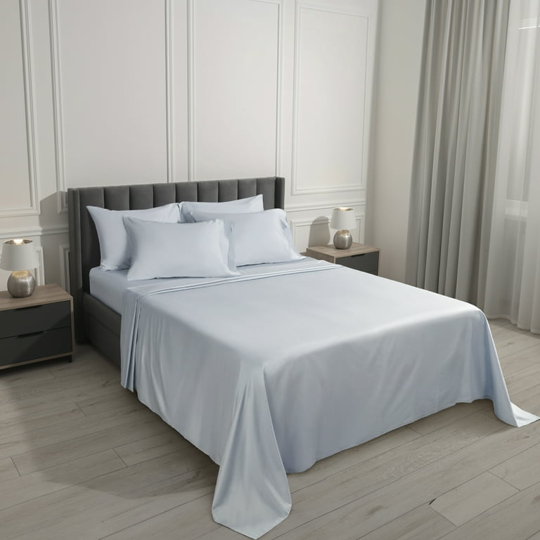 Serta 6-Piece 800 Thread Count Light Blue Cotton Rich Adult Bed