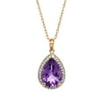 thumbnail image 6 of Galaxy Gold 14K Solid Rose Gold 18" Necklace with Natural Diamonds and Pear-Shaped Amethyst, 14"-24" Sizes, February Birthstone, Symbol of Serenity, 6 of 7
