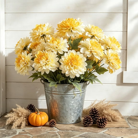 Artificial Dahlia Flowers, Silk Peony Stems, Faux Floral Stems for Vase, Wedding Centerpiece Flowers, Long Lasting Bouquet for Home Decor