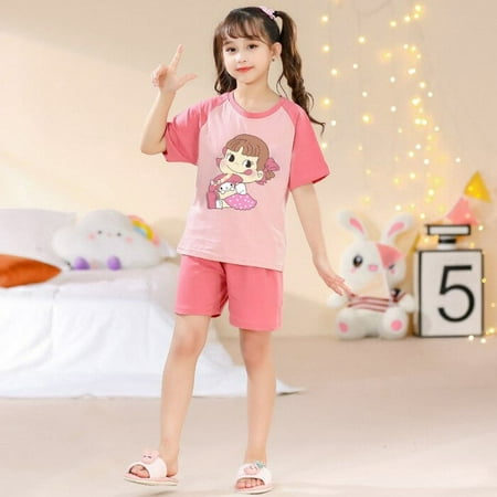

Kawaii Sanrios Girls Summer Cotton Pajama Set Anime My Melody Cinnamoroll Hellokittys Short Sleeved Shorts Thin Home Clothing