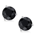 thumbnail image 2 of Gem Stone King 18K White Gold Black Sapphire Stud Earrings for Women Men (2.30 Cttw, Round 6MM), 2 of 5