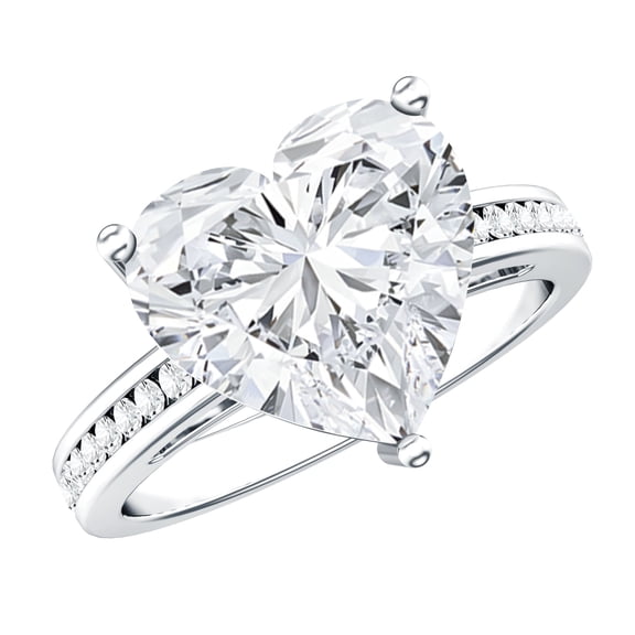 Rosec Jewels Heart Shape Lab Grown Diamond Big Engagement Ring 5 Carat - E-VS1 Grade - IGI Certified Diamond Statement Ring, 925 Sterling Silver, US 4.00