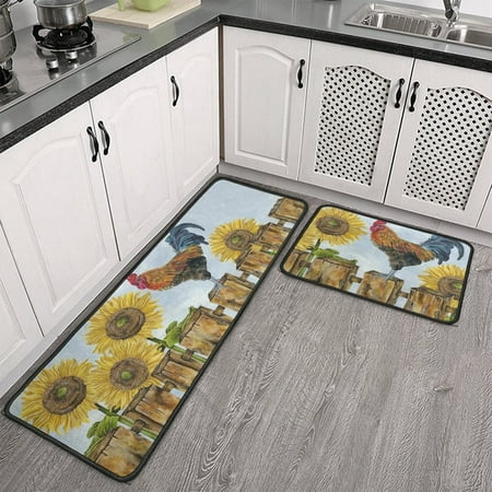 

Viyeneyo Sunflower Rooster Floormat Set of 2 Modern Retro