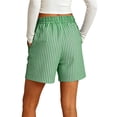 thumbnail image 2 of Women's Striped Shorts with Pocket Drawstring Shorts Elastic Waist Casual Linen Cotton Loose Fit Summer Shorts Daily & Vacation Wear Athletic Workout Shorts, 2 of 9