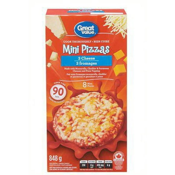 Great Value Three Cheese Mini Pizzas, 8 Pizzas