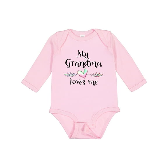 Inktastic My Grandma Loves Me Heart Grandchild Boys or Girls Long Sleeve Baby Bodysuit
