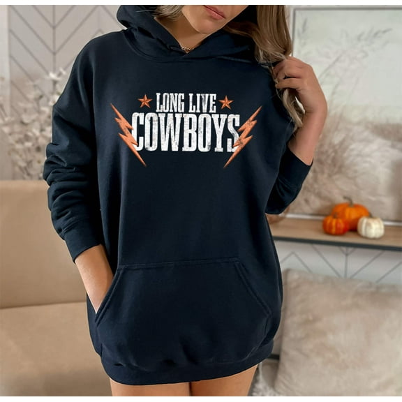 LONG LIVE COWBOYS Graphic Unisex Fleece Hooded Sweatshirt