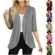 thumbnail image 1 of Tops de otoño para mujer,Cárdigan de manga 3/4 para mujer, suéter informal abierto, mezcla de poliéster suave, para usar en casa, sopatenor, 1 of 9
