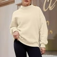thumbnail image 7 of Pxkloy Long Sleeve Sweatshirts for Women Mock Turtleneck Tops Casual Loose Winter Cozy Pullover Preppy Fall Fashion Outfits 2025 Beige,XL, 7 of 7