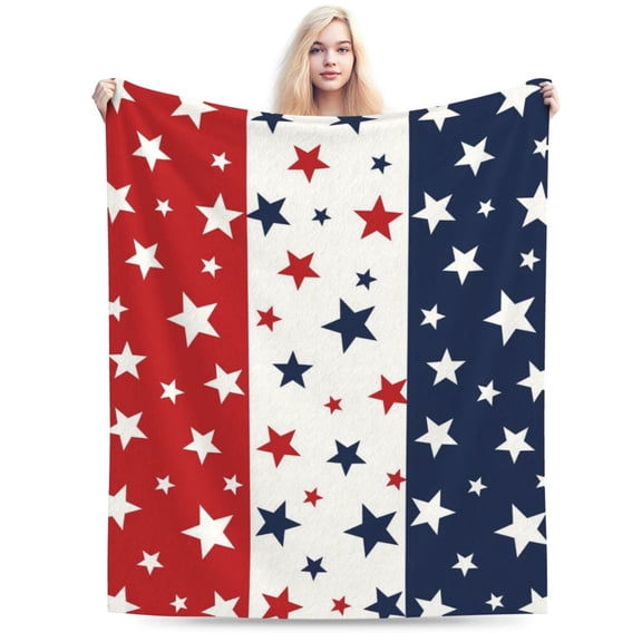 Patriotic Throw Blanket Small 4th of July Memorial Day 50x40