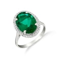 thumbnail image 2 of Galaxy Gold 4.68 Carat Total Weight 14K Solid White Gold Emerald with Natural Diamonds Halo Ring Brilliant Oval Shape Cut Round Diamonds Anniversary Engagement Ring (8), 2 of 4