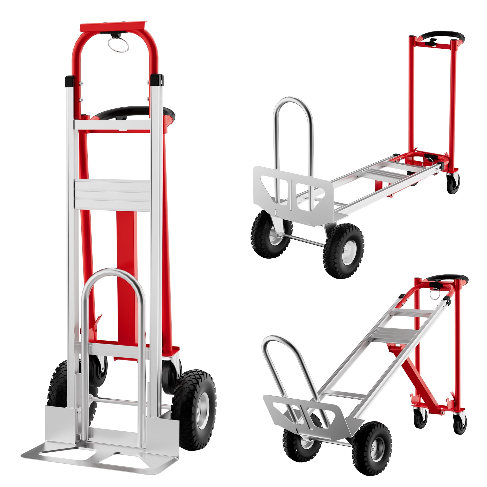 Accreate Aluminum Foldable Hand Truck With Wheels, 3 In 1 Convertible Heavy Duty Dolly Cart, Includes Elastic Straps, 800 Lbs Capacity, Ideal For Moving In Warehouse, Home, Or Supermarket