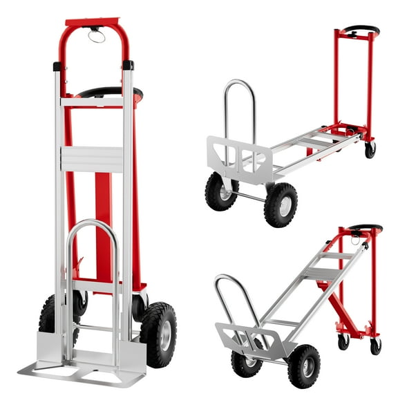 Mescukay 3 in 1 Folding Hand Truck, Heavy Duty Convertible Dolly with Wheels and Elastic Straps, Portable Collapsible Cart for Moving Home, Office, Warehouse, Supermarket
