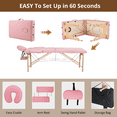 thumbnail image 5 of TrumanPick Massage Table Portable 84"L x 32"W Massage Bed 2-Section Foldable Spa Tables High Adjustable Lash Bed with Carrying Case & Face Cradle, Pink, 5 of 8