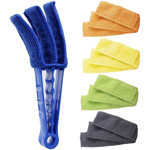 Cepillo de limpieza de persianas con 5 fundas de microfibra - Herramientas de limpieza de persianas para persianas de aire acondicionado TUNC Sencillez