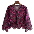 thumbnail image 2 of HNMKIU Wraps 1920s Art Deco Sequin Beaded Flapper Shawl Wrap Women's Elegant Wedding Cape Evening Party Cover Up Hot Pink,One Size, 2 of 4