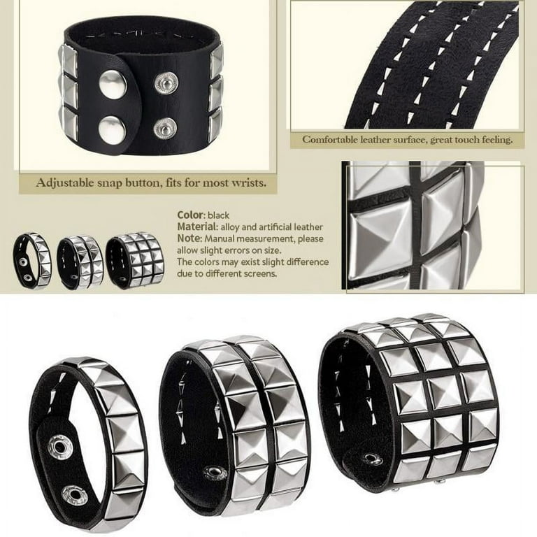 HILABEE Studded Punk Adjustable Bracelet, 3 Piece - Walmart.com