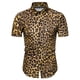 thumbnail image 1 of Lars Amadeus Camisas con estampado de leopardo pahombre, mangas cortas con botones, camisas con estampado de guepardo animal vintage Amarillo XL, 1 of 6