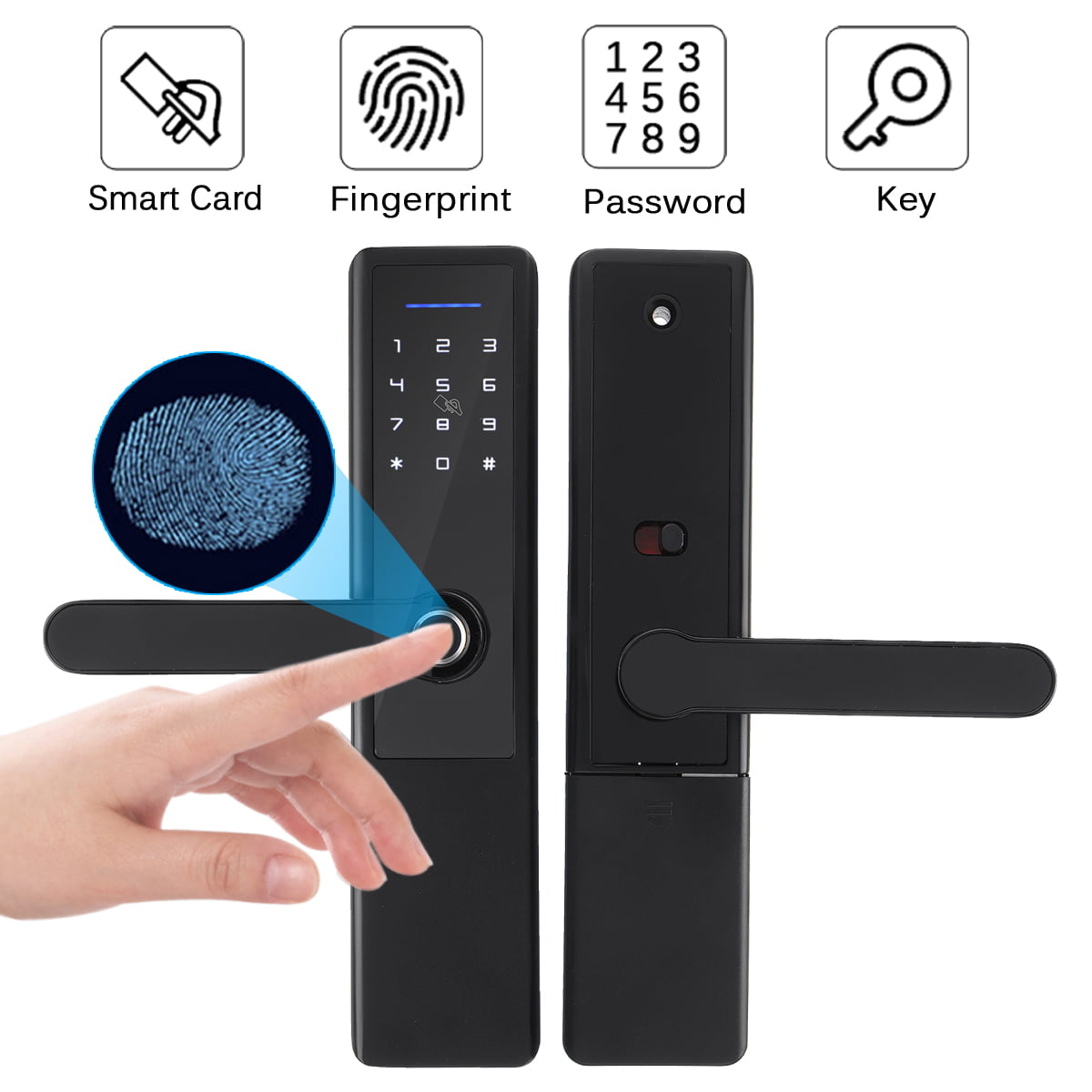 Support Left/Right Opening Touch Digital Electronic Door Lock 4 in 1 Fingerprint/Card/Password/Key Anti-theft Door Lock Fingerprint Smart Door Lock 