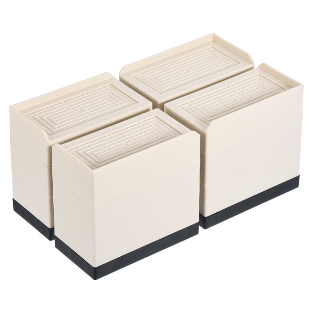 Unique Bargains 4.3 Inch Furniture Risers Rectangle Bed Lifters Adjustable Stackable Couch Riser, Beige 4 Pack