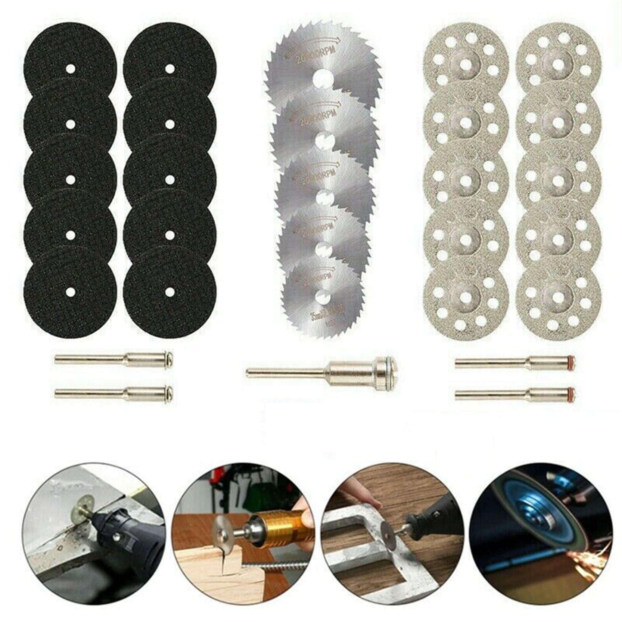 30x Diamond Cutting Discs Wheel Saw Blades Set+Drill Bit For Dremel Rotary Tool