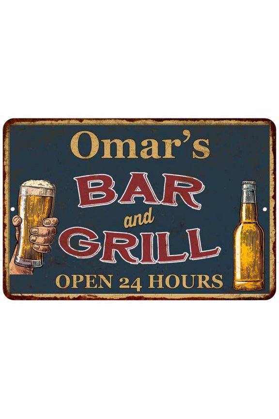 Omar's Green Bar and Grill Metal Sign 8x12 Decor 108120044054