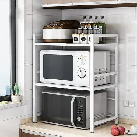 3-Tier Floor-Standing Microwave Oven Rack Expandable Stainless Steel ...